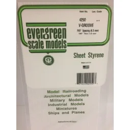 V-groove plate 1.0x6.3x150x300mm Ref: 4250 - Evergreen - S1374250