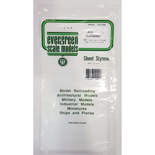 S1374041-Plate grooved stepped 1.0x1.0x150x300mm Ref: 4041 - Evergreen