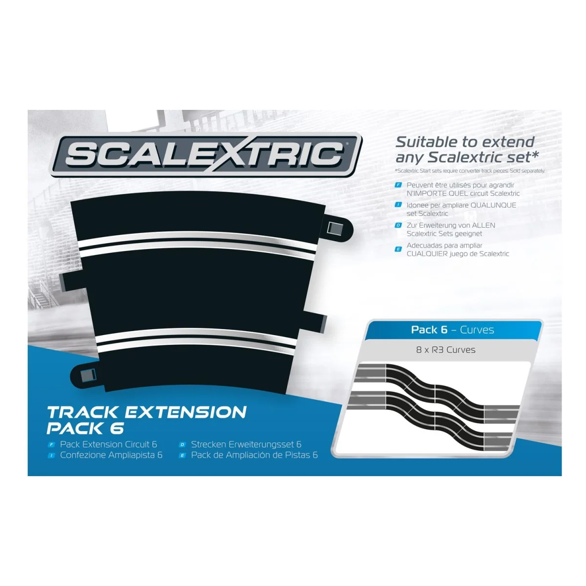 Pack Extension 6, curve 22.5° (x8) circuit 1/32 Scalextric Scalextric C8555 - 1 Pack Extension 6, curve 22.5° (x8) circuit 1/32 Scalextric Scalextric C8555 - 1