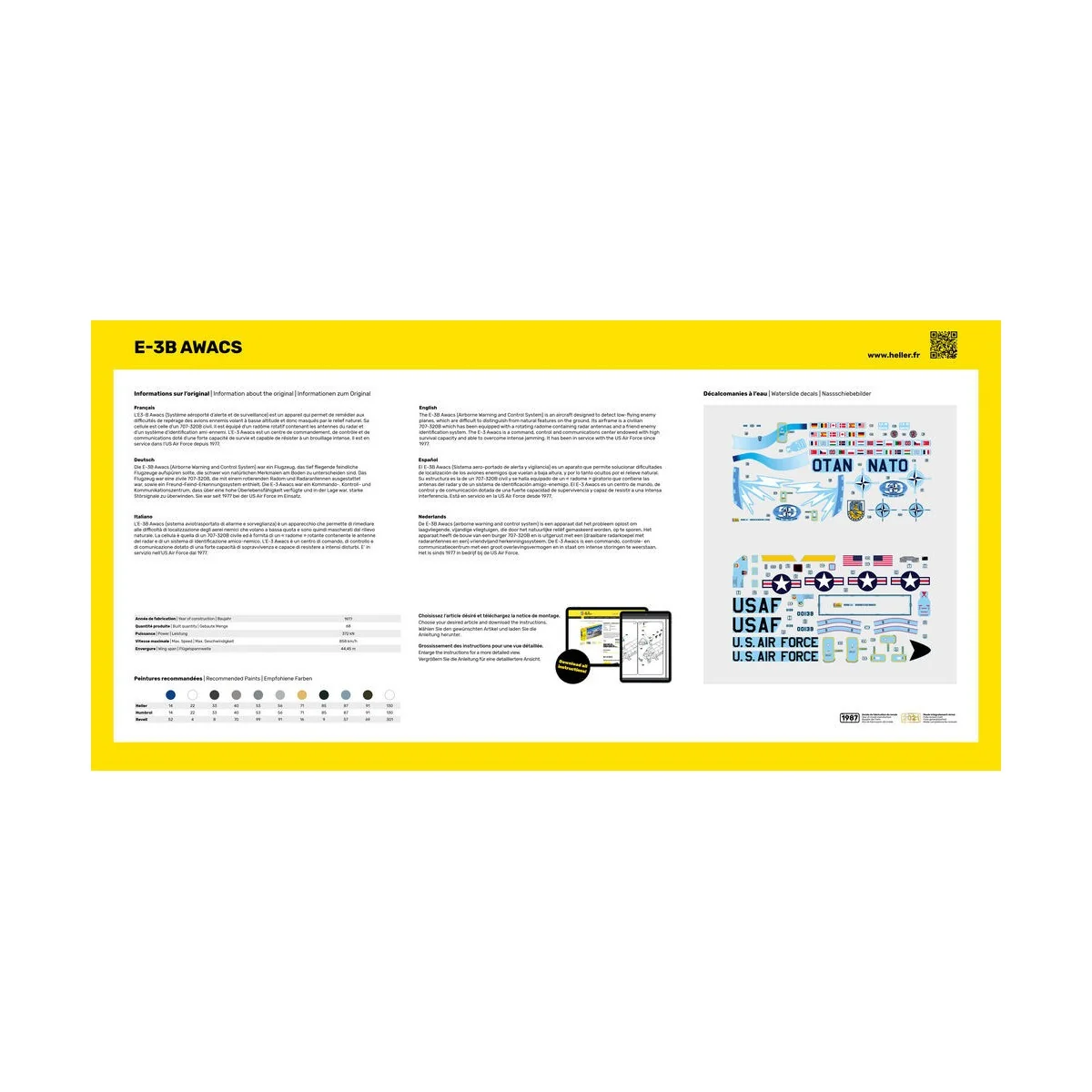 Avion E-3B Awacs 1/72 Heller Heller 80308 - 3