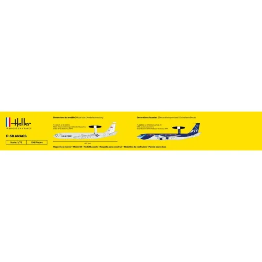 Aircraft E-3B Awacs 1/72 Heller Heller 80308 - 4 HEL-80308-Aircraft E-3B Awacs 1/72 Heller - HEL-80308