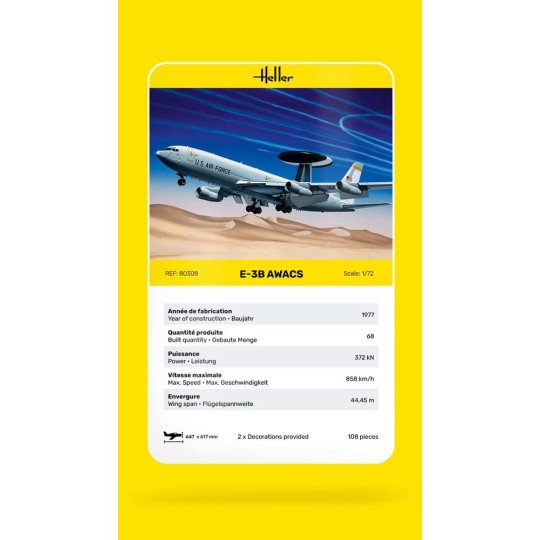 HEL-80308-Avion E-3B Awacs 1/72 Heller