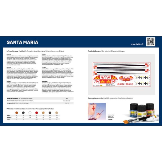 HEL-80865-Boat Santa Maria 1/75 Heller