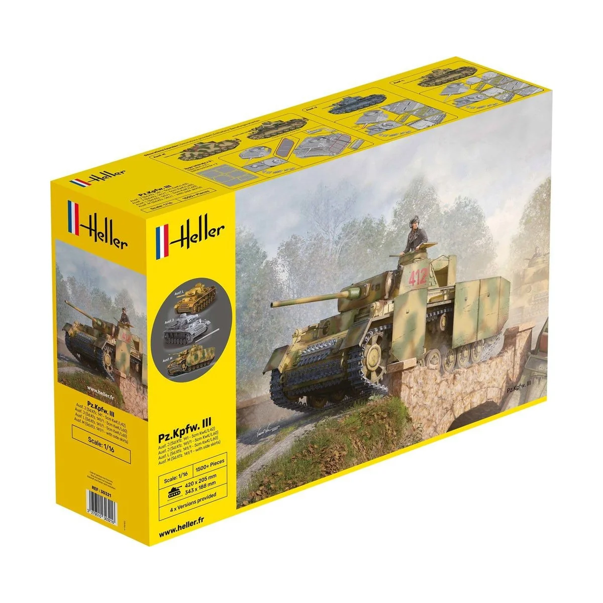 Char PZ. KPFW. III AUSF. J,L,M (4 in 1) 1/16 Heller Heller 30321 - 1 Char PZ. KPFW. III AUSF. J,L,M (4 in 1) 1/16 Heller Heller 30321 - 1
