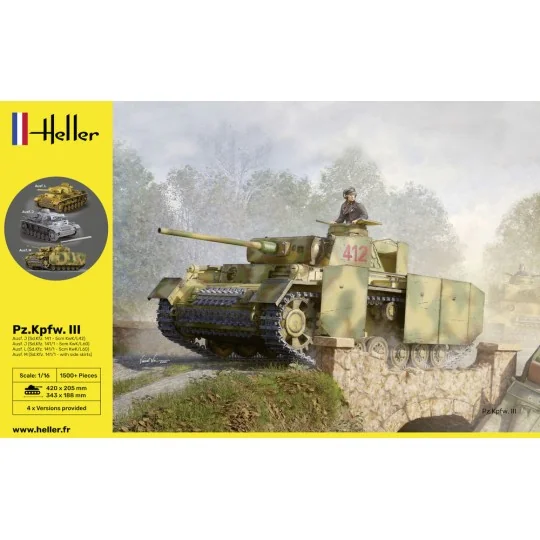 Char PZ. KPFW. III AUSF. J,L,M (4 in 1) 1/16 Heller Heller 30321 - 2 HEL-30321-Char PZ. KPFW. III AUSF. J,L,M (4 in 1) 1/16 Heller - HEL-30321