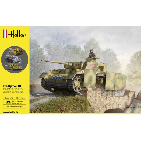HEL-30321-Char PZ.KPFW.III AUSF. J,L,M (4 en 1) 1/16 Heller