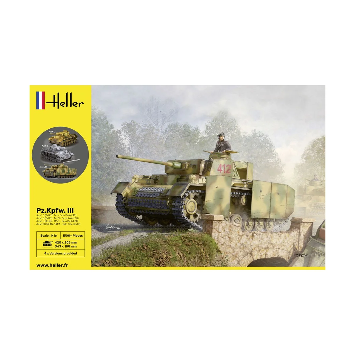 Char PZ. KPFW. III AUSF. J,L,M (4 in 1) 1/16 Heller Heller 30321 - 2 Char PZ. KPFW. III AUSF. J,L,M (4 in 1) 1/16 Heller Heller 30321 - 2