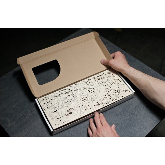 UG-70156-Parcours à Billes avec Élévateur chaine Puzzle 3D bois UGEARS