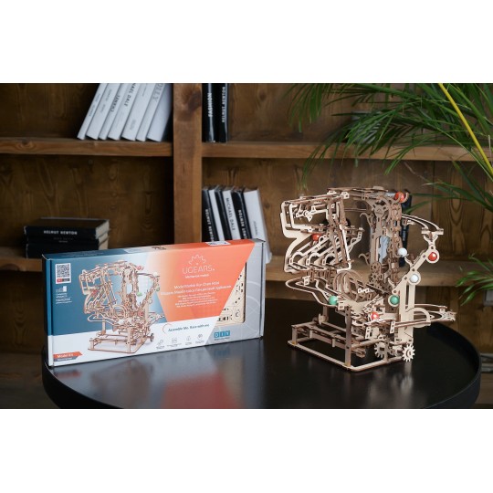 UG-70156-Parcours à Billes avec Élévateur chaine Puzzle 3D bois UGEARS