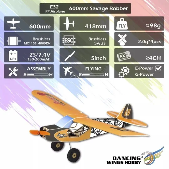 Savage Bobber 600mm E32 EPP Kit seul DW Hobby DW Hobby - Dancing Wings Hobby E3201 - 13 E3201-Savage Bobber 600mm E32 EPP Kit seul DW Hobby - E3201