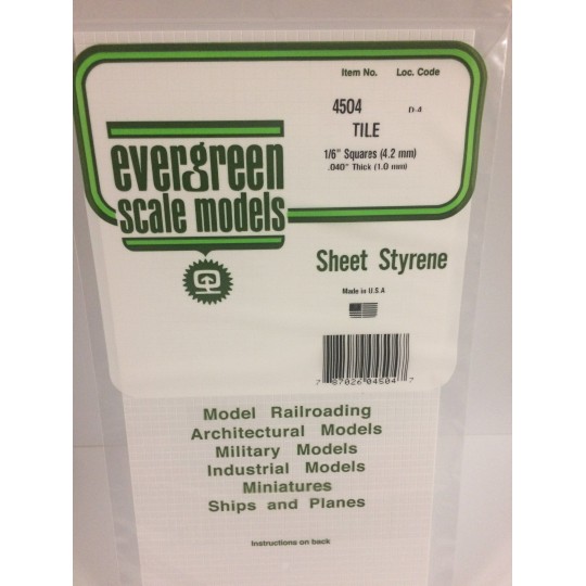 S1374504-Plaque quadrillée 1.0x4.2x150x300mm Ref : 4504 - Evergreen