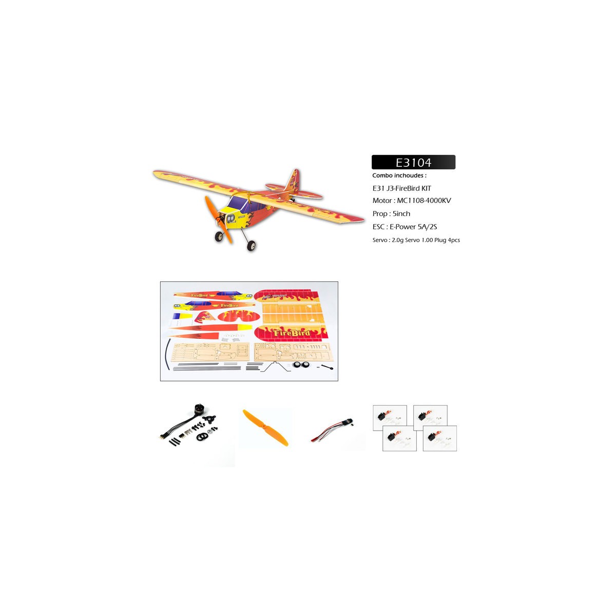 J3 Firebird 600mm E31 EPP Kit PNP DW Hobby DW Hobby - Dancing Wings Hobby E3104 - 1