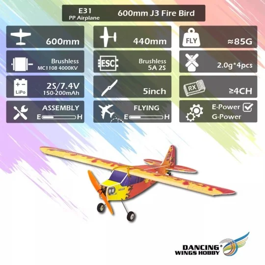 E3101-J3 Firebird 600mm E31 EPP Kit seul DW Hobby - E3101