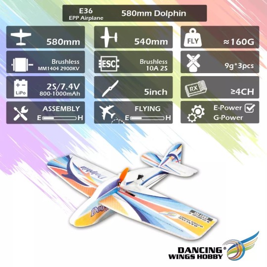 E3601-Dolphin 580mm E36 EPP Kit only DW Hobby