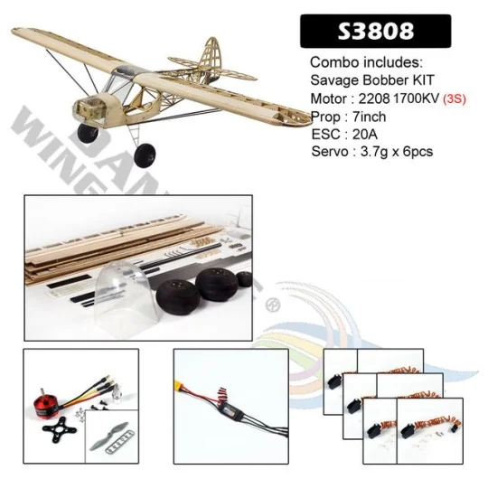 Savage Bobber 1000mm S38 Kit balsa PNP DW Hobby DW Hobby - Dancing Wings Hobby S3808 - 1 S3808-Savage Bobber 1000mm S38 Balsa Kit PNP DW Hobby - S3808