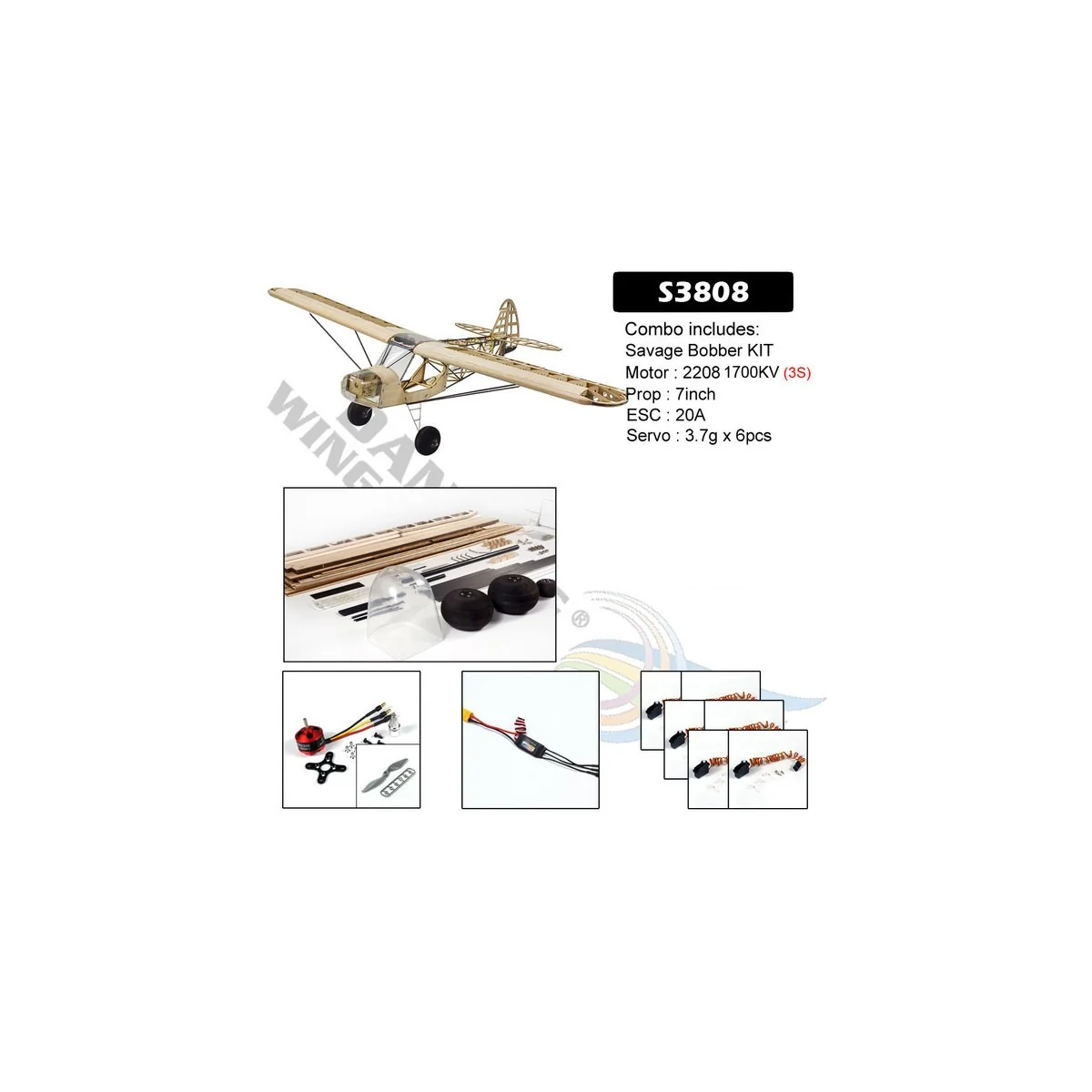 Savage Bobber 1000mm S38 Kit balsa PNP DW Hobby DW Hobby - Dancing Wings Hobby S3808 - 1