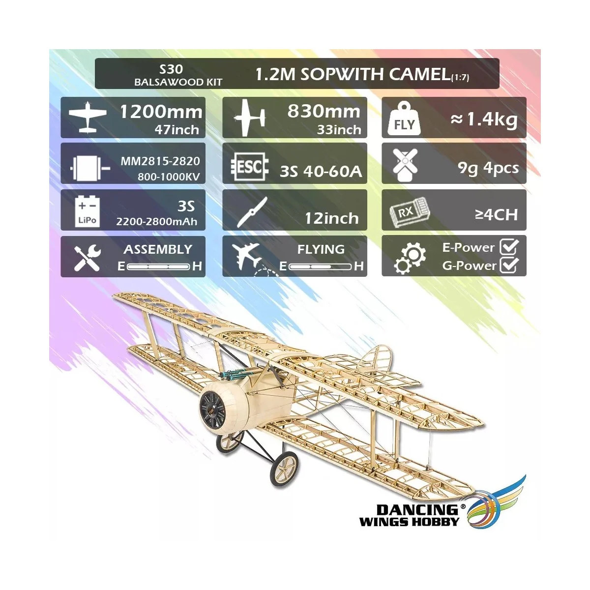 Sopwith Camel 1200mm S30 Kit balsa DW Hobby DW Hobby - Dancing Wings Hobby S3001 - 16