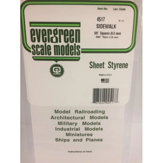 S1374517-Plaque quadrillée 1.0x9.5x150x300mm Ref : 4517 - Evergreen - S1374517
