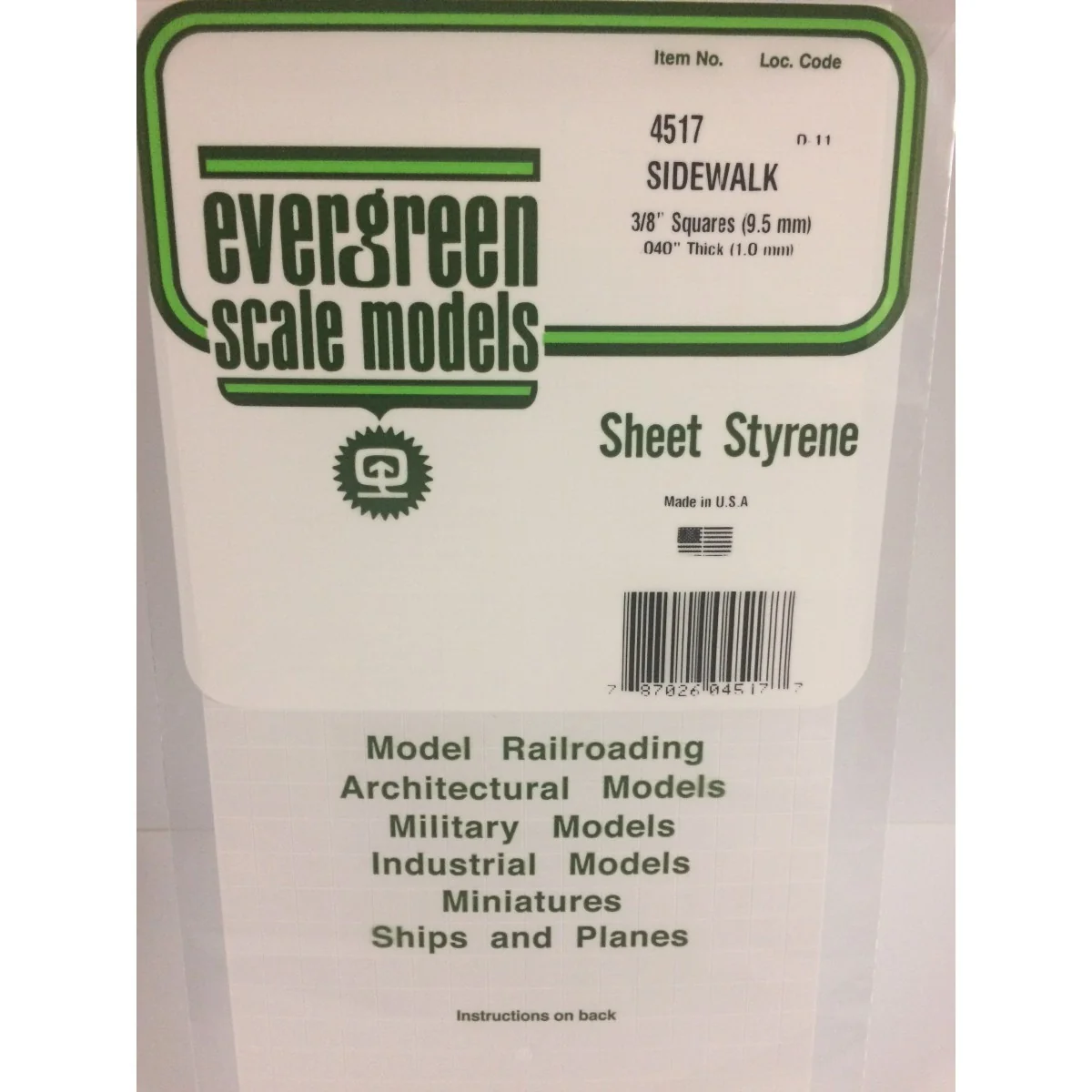 Plaque quadrillée 1.0x9.5x150x300mm Ref : 4517 - Evergreen Evergreen S1374517 - 1