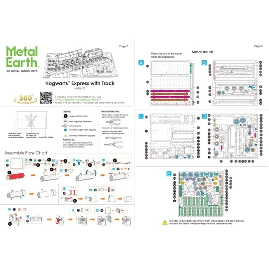 Train Poudlard Express coloré avec rails Harry Potter Metal Earth Metal Earth MMS477 - 6 MMS477-Train Poudlard Express coloré avec rails Harry Potter Metal Earth - MMS477