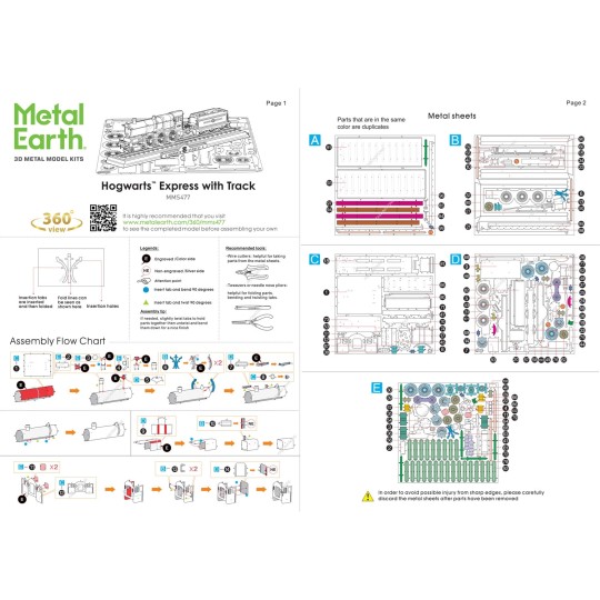MMS477-Train Poudlard Express coloré avec rails Harry Potter Metal Earth