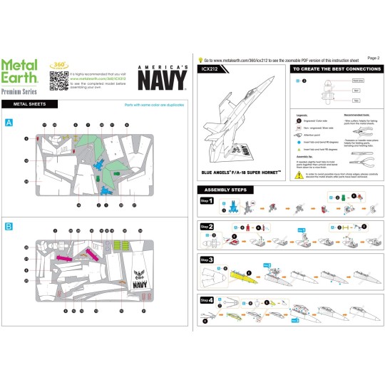 ICX212-Iconx F/A-18 Super Hornet Metal Earth Airplane