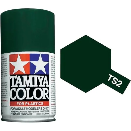 85002-Peinture bombe Vert foncé mat TS2 Tamiya - 85002
