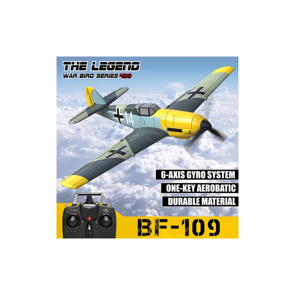 Messerschmitt BF109 400mm aircraft with RTF Volantex flight stabilizer Volantex V761-11 - 8