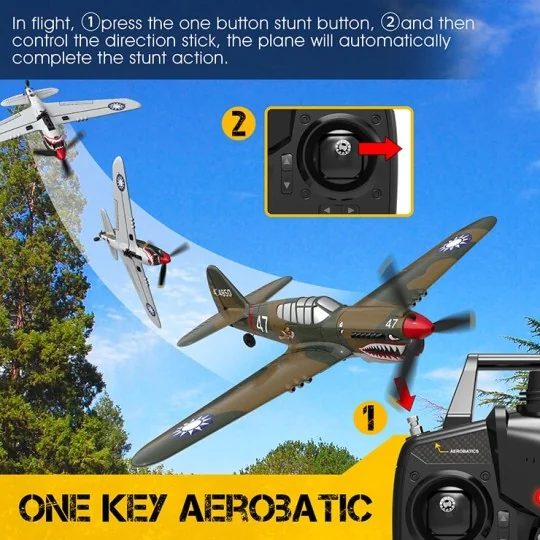 V761-13-Avion P40 Warhawk 400mm avec stabilisateur de vol RTF Volantex - V761-13