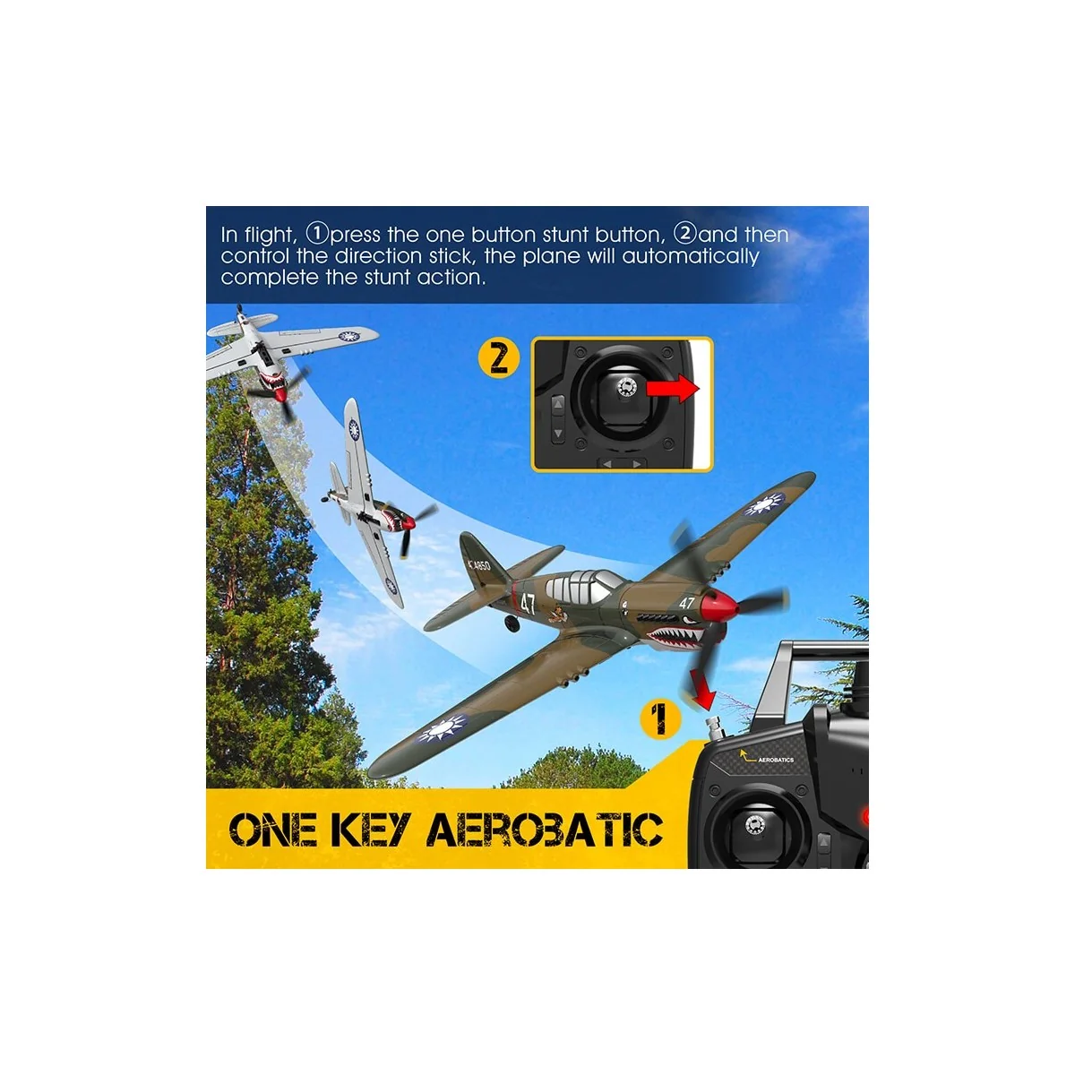 P40 Warhawk 400mm aircraft with RTF Volantex flight stabilizer Volantex V761-13 - 4