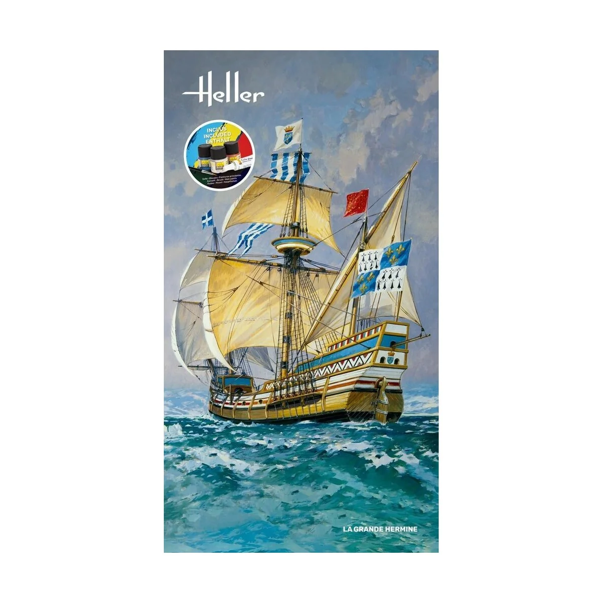 Boat La Grande Hermine 1/150 Heller + glue and paints Heller HEL-56841 - 2 Boat La Grande Hermine 1/150 Heller + glue and paints Heller HEL-56841 - 2
