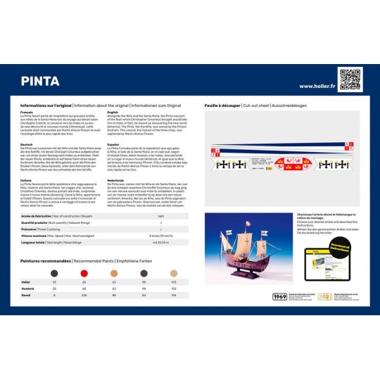 HEL-80816-Bateau Pinta 1/75 Heller