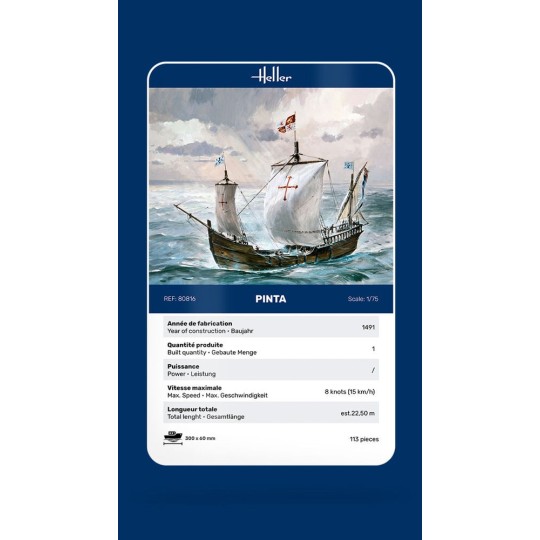 HEL-80816-Bateau Pinta 1/75 Heller