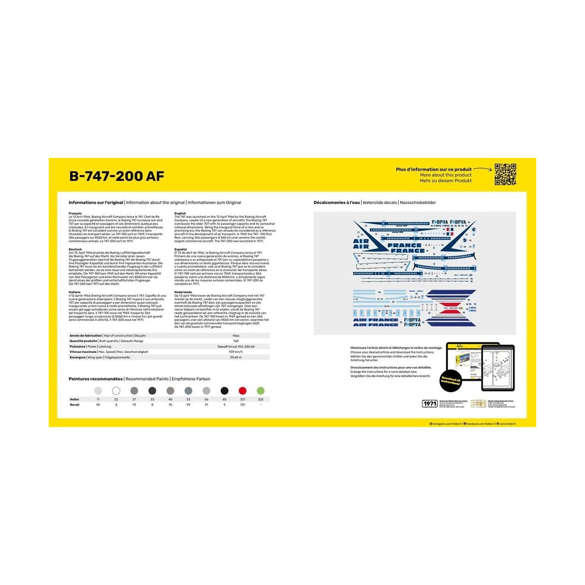 Boeing B-747-200 Air France 1/125 Heller Heller 80459 - 3