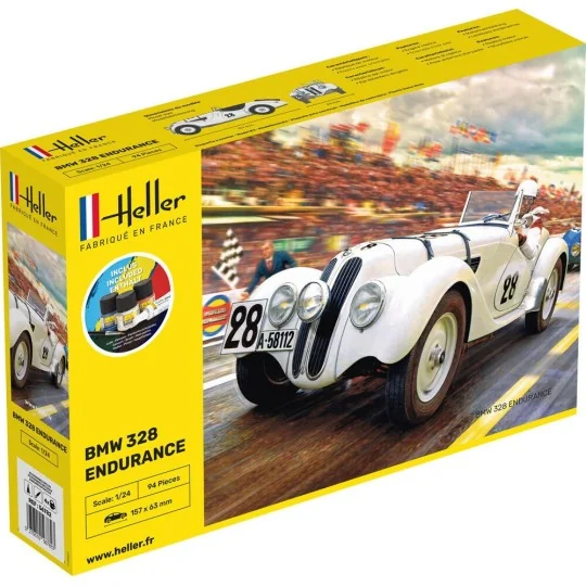 HEL-56782-BMW 328 Endurance 1/24 Heller + colle et peintures - HEL-56782
