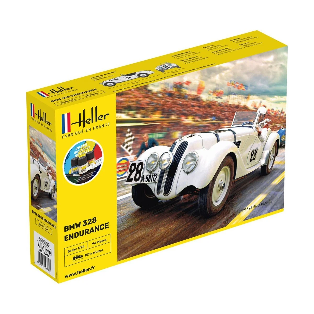 BMW 328 Endurance 1/24 Heller + glue and paints Heller HEL-56782 - 1 BMW 328 Endurance 1/24 Heller + glue and paints Heller HEL-56782 - 1