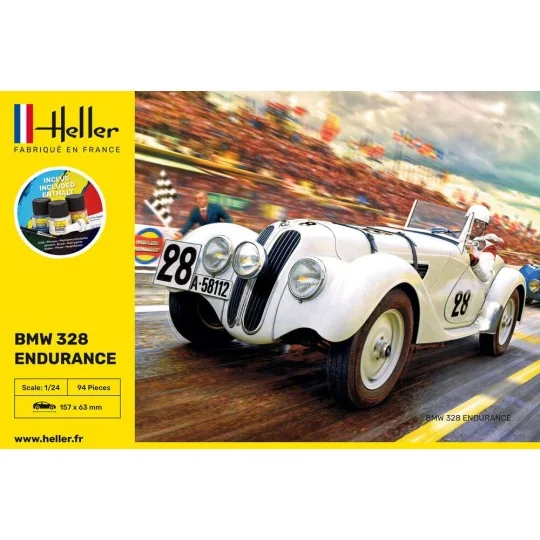 HEL-56782-BMW 328 Endurance 1/24 Heller + colle et peintures - HEL-56782