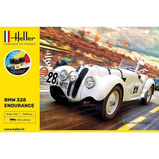 HEL-56782-BMW 328 Endurance 1/24 Heller + colle et peintures