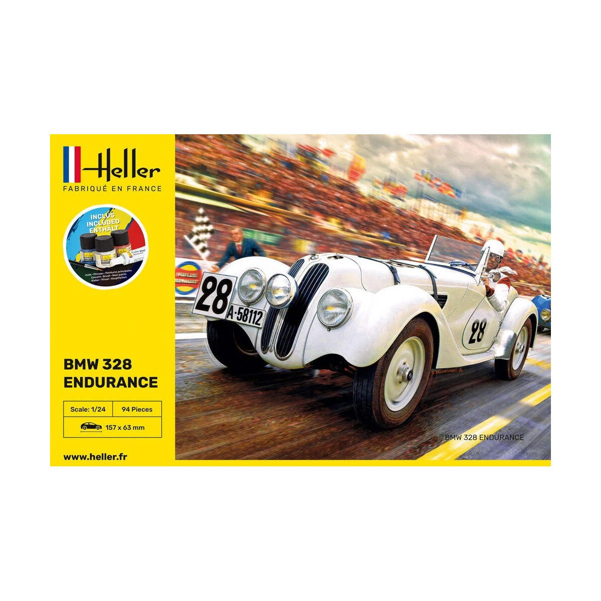 BMW 328 Endurance 1/24 Heller + colle et peintures Heller HEL-56782 - 5
