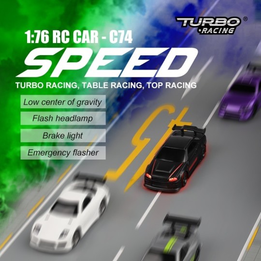 TB-C74-BK-Micro Sport Noir 1/76 RTR Turbo Racing
