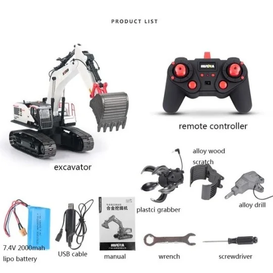 Metal RC excavator 22ch 1/14 - HuiNa CY1594 HuiNa Toys CY1594 - 2 CY1594-Metal RC excavator 22ch 1/14 - HuiNa CY1594