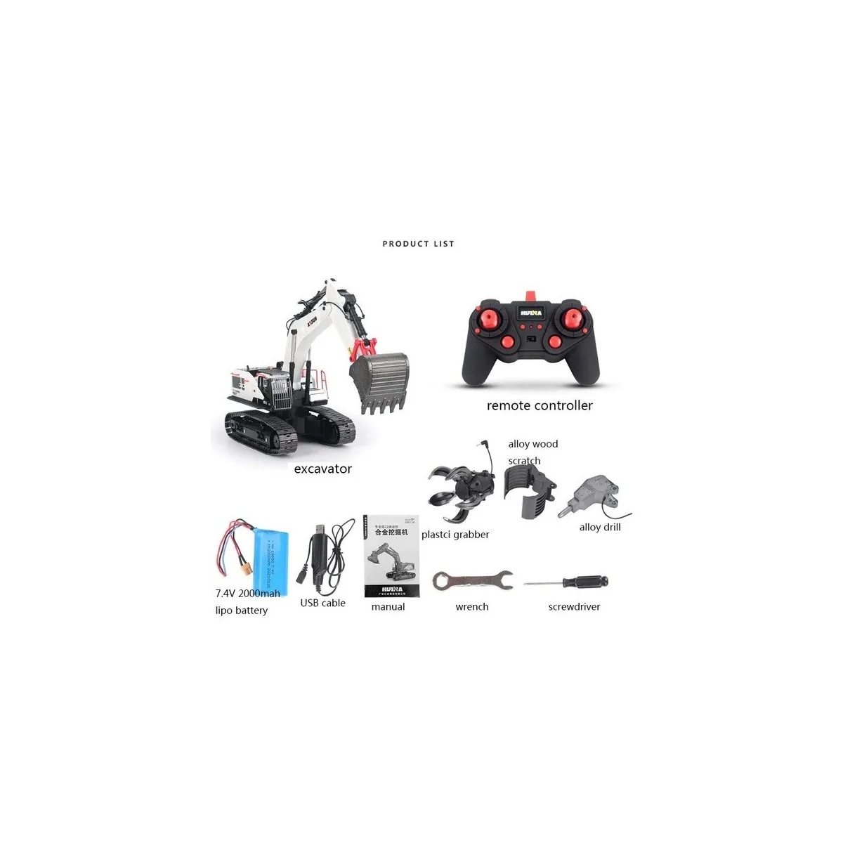 Metal RC excavator 22ch 1/14 - HuiNa CY1594 HuiNa Toys CY1594 - 2 Metal RC excavator 22ch 1/14 - HuiNa CY1594 HuiNa Toys CY1594 - 2