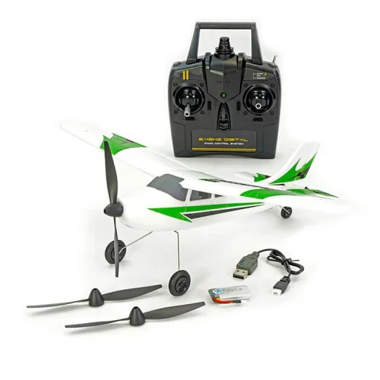 V761-1V2G-Avion Mini Trainstar 400mm V2 Vert avec stabilisateur de vol RTF Volantex