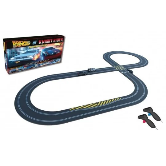 C1431-1980s TV Slot Car Track - Back to the Future vs Knight Rider 1/32 Scalextric - C1431
