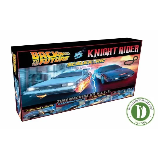 C1431-Circuit slot 1980s TV - Retour vers le Futur vs K2000 1/32 Scalextric