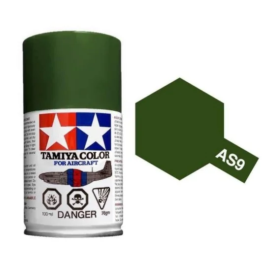 Peinture bombe Vert Foncé RAF AS9 Tamiya Tamiya 86509 - 1 86509-Peinture bombe Vert Foncé RAF AS9 Tamiya - 86509
