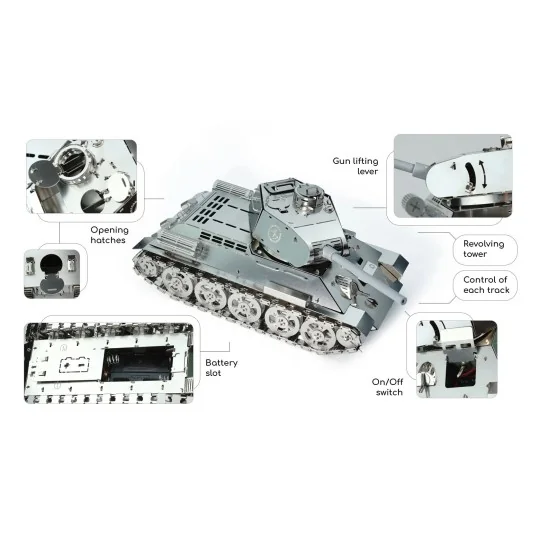 T4M38057-Tank T-34 Radiocommandé kit construction mécanique métal - Time for Machine - T4M38057