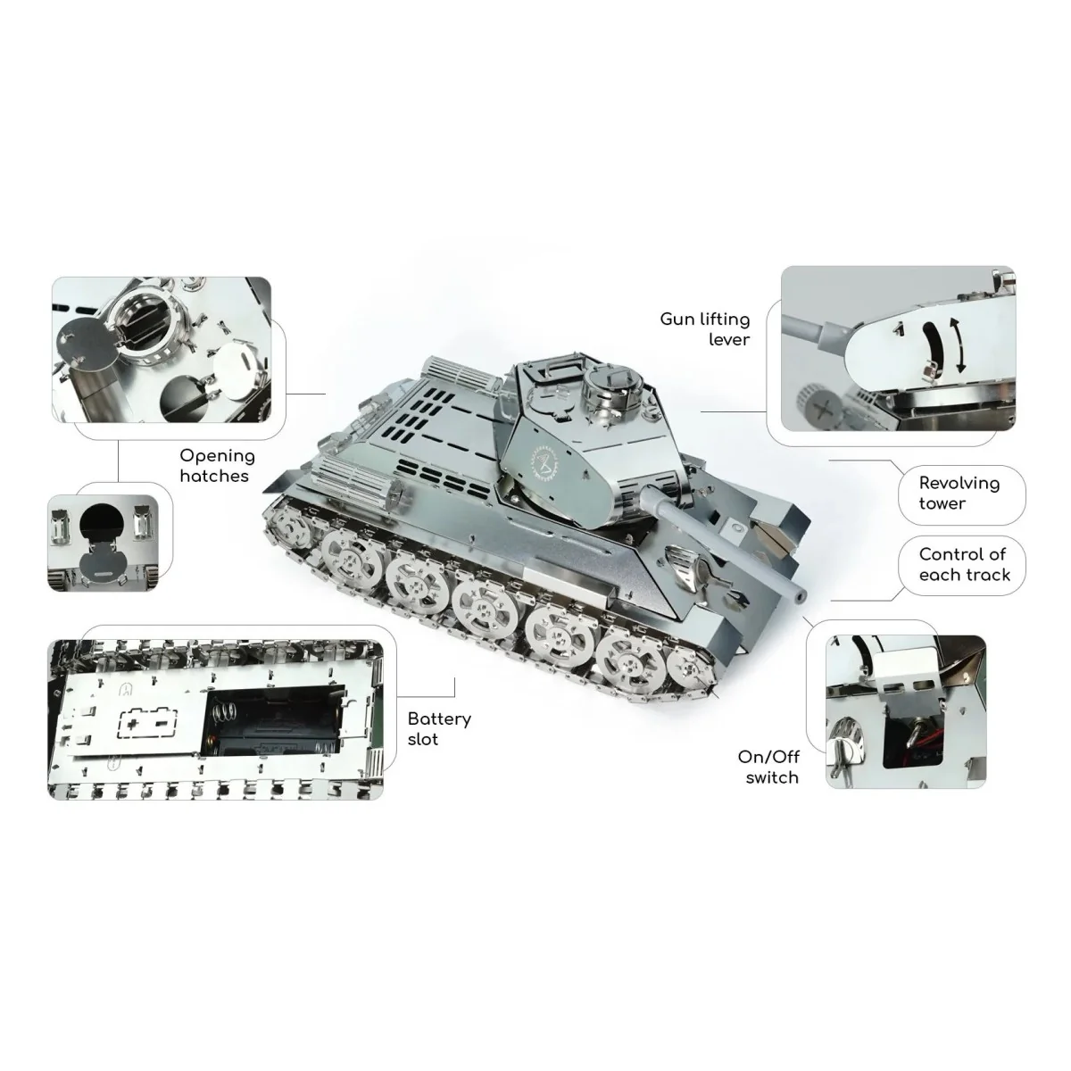Tank T-34 Radiocommandé kit construction mécanique métal - Time for Machine Time for Machine T4M38057 - 7