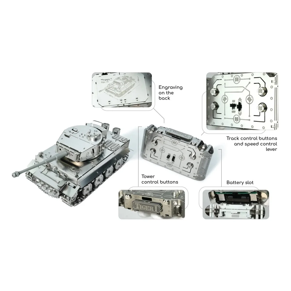 Tank Tiger Radio Controlled Metal Mechanical Construction Kit - Time for Machine Time for Machine T4M38058 - 2 Tank Tiger Radio Controlled Metal Mechanical Construction Kit - Time for Machine Time for Machine T4M38058 - 2