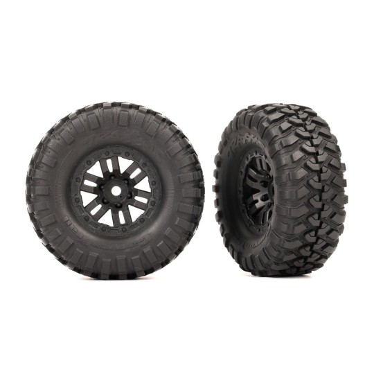 TRX-9773-Pneu Canyon Trail 2.2x1.0" + Jante Noir (x2) Defender TRX-4M Traxxas